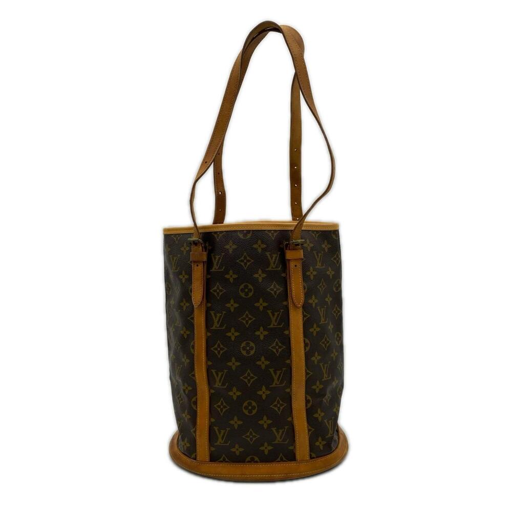LOUIS VUITTON Monogram Bucket GM M42236 Handbag Brown Beige Leather Women's